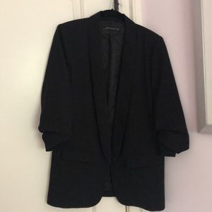 Zara ruched sleeve black blazer.